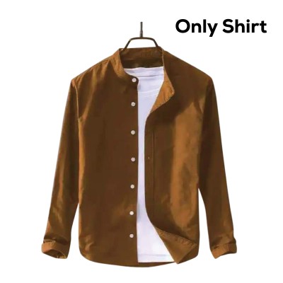 Men's Solid Colour Ban color Shirt(Golden)